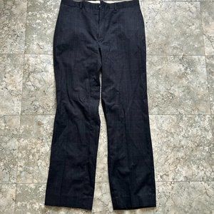 SHIPS FREE! Dark Navy Blue Plaid Wool Dress Suit Pants 32Wx28L